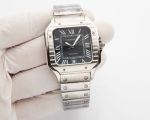 Cartier Santos Stainless Steel 8215 Movement 47.5*39.8MM Black/White Dial Men Watch